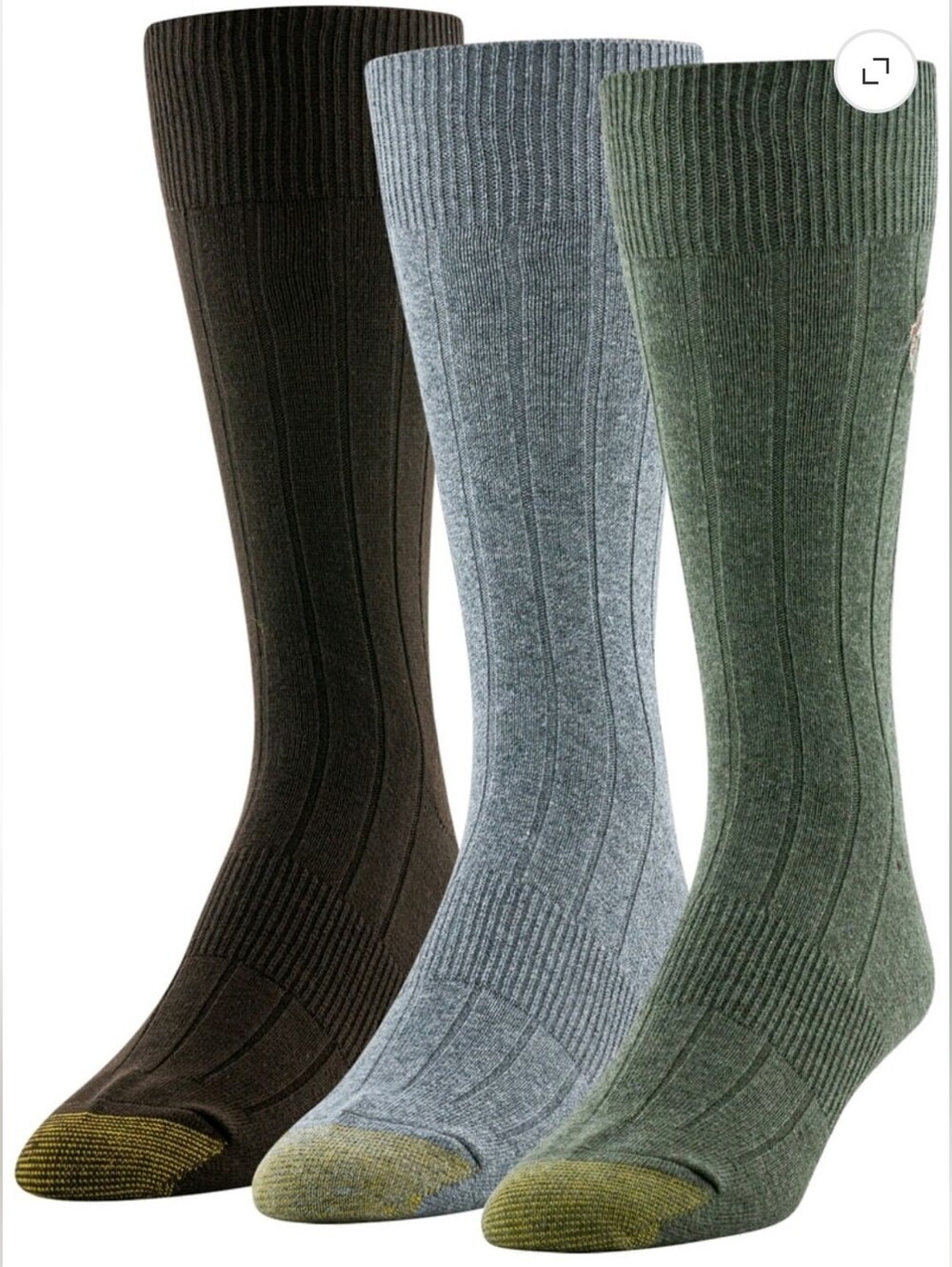 GOLDTOE Edition Mens Embroidered Classic Rib Crew Socks, 3-Pack. T24